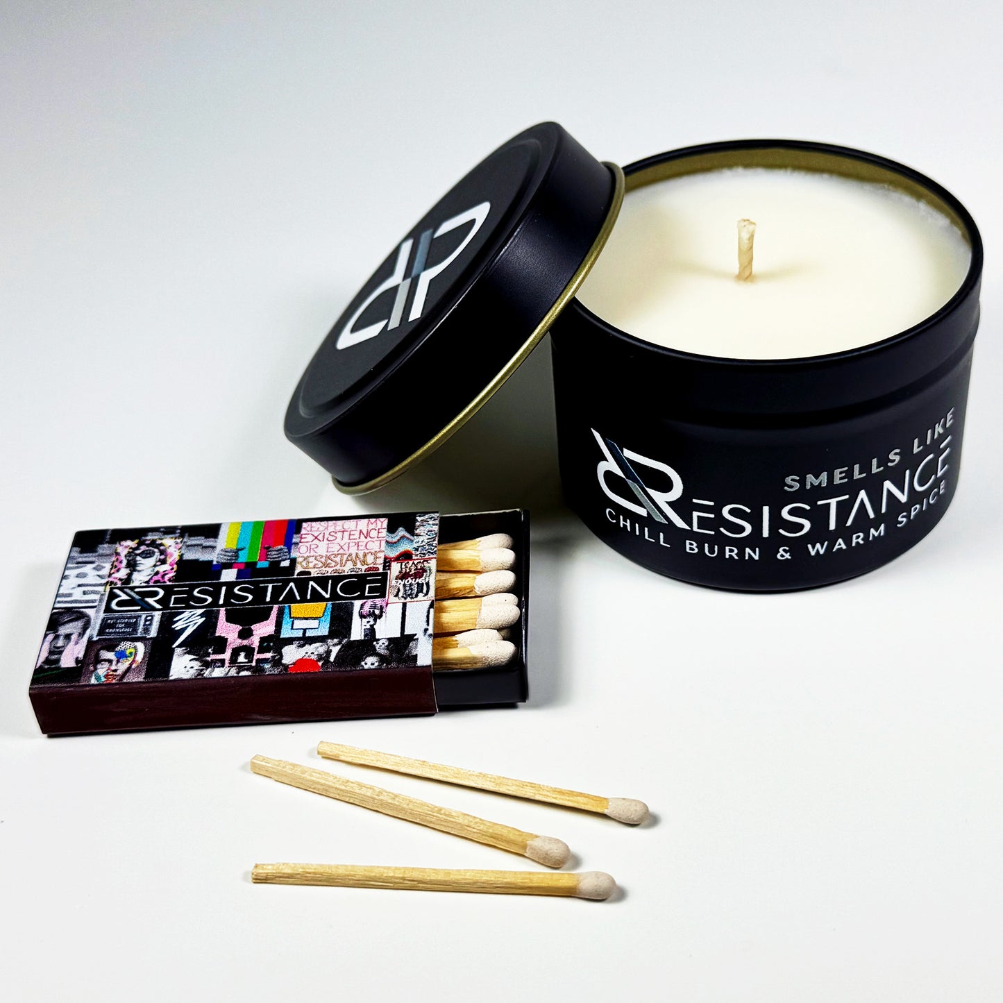 CHILL BURN & WARM SPICE RESISTANCE CANDLE & MATCHBOX